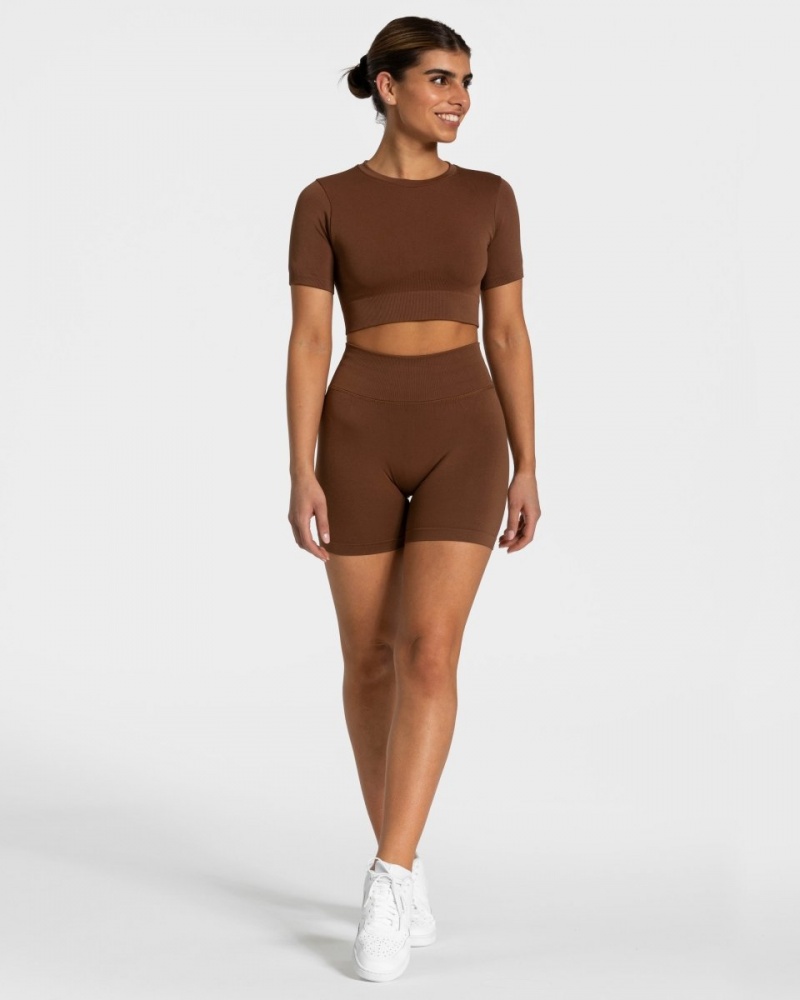 Chocolate Teveo Sensation Crop Women's Tops | UK-CSFQ25687