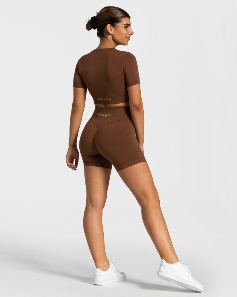 Chocolate Teveo Sensation Crop Women's Tops | UK-CSFQ25687