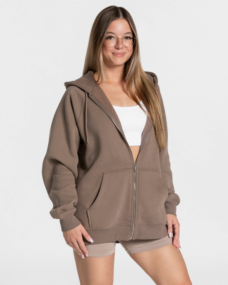 Coffee Teveo Candy Oversized Women's Jacket | UK-UMJV39641