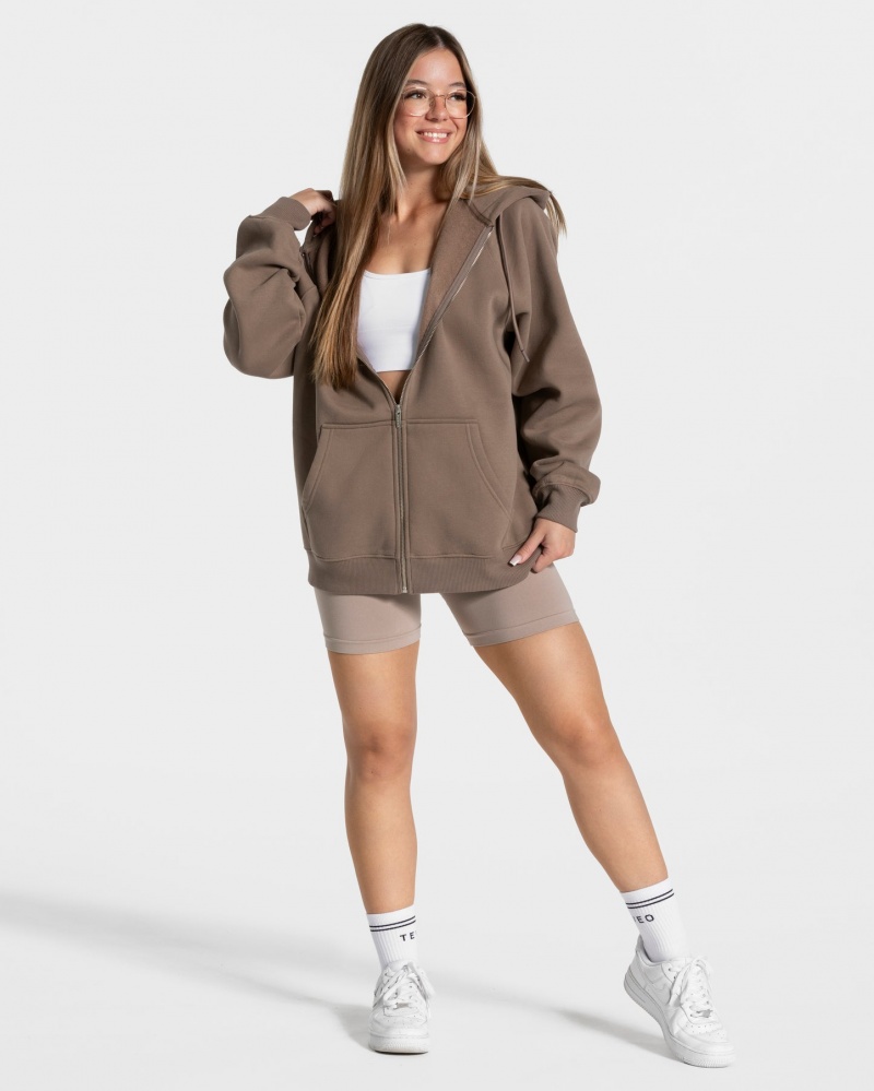 Coffee Teveo Candy Oversized Women's Jacket | UK-UMJV39641