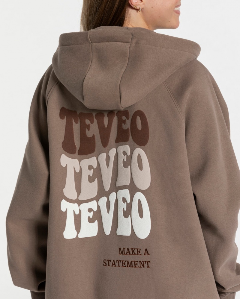 Coffee Teveo Candy Oversized Women's Jacket | UK-UMJV39641