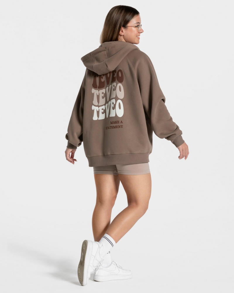 Coffee Teveo Candy Oversized Women's Jacket | UK-UMJV39641