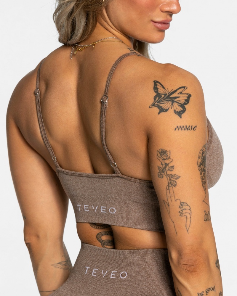 Coffee Teveo Evolution V2 Women's Sports Bra | UK-MPAJ75861