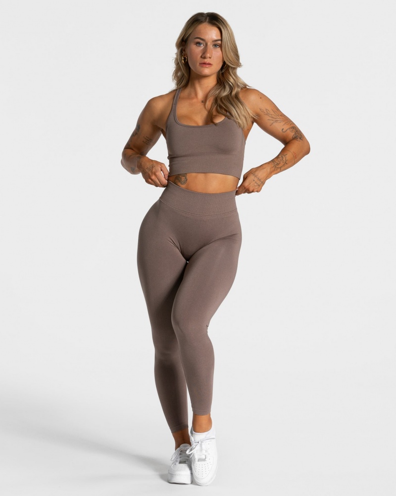 Coffee Teveo Statement Scrunch Women's Leggings | UK-GVON53612