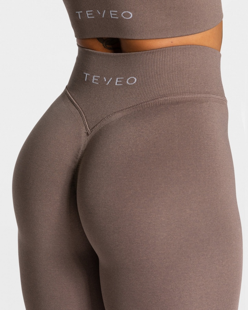 Coffee Teveo Statement Scrunch Women's Leggings | UK-GVON53612