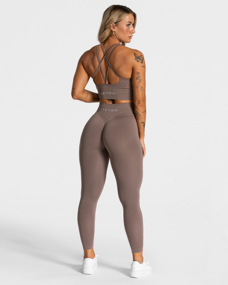 Coffee Teveo Statement Scrunch Women's Leggings | UK-GVON53612