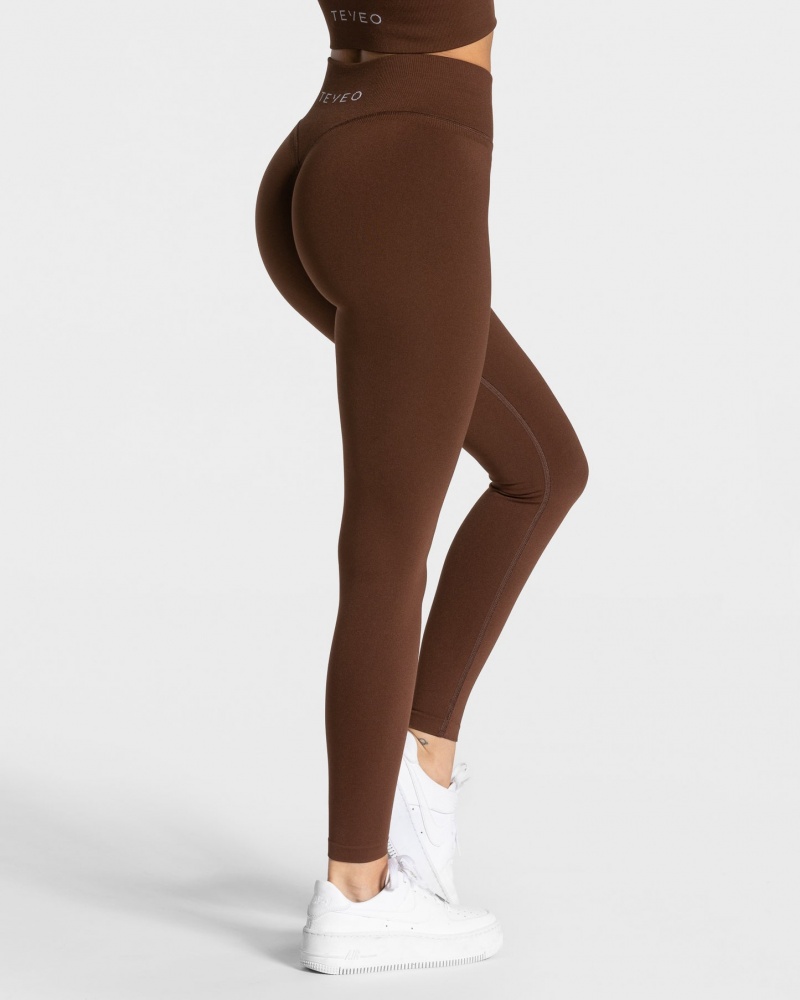 Coffee Teveo Statement Scrunch Women's Leggings | UK-DMSY29340