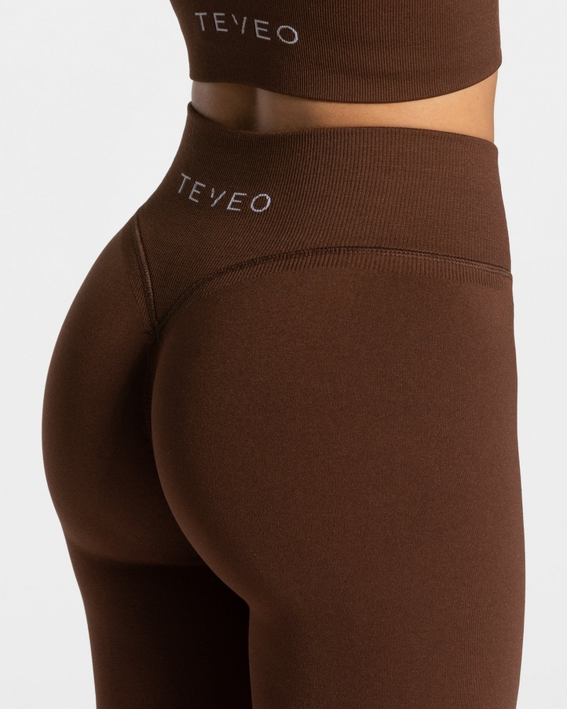 Coffee Teveo Statement Scrunch Women's Leggings | UK-DMSY29340