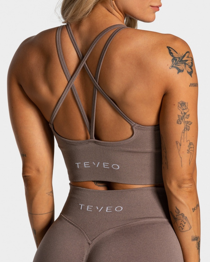 Coffee Teveo Statement Women's Sports Bra | UK-VOQL79651