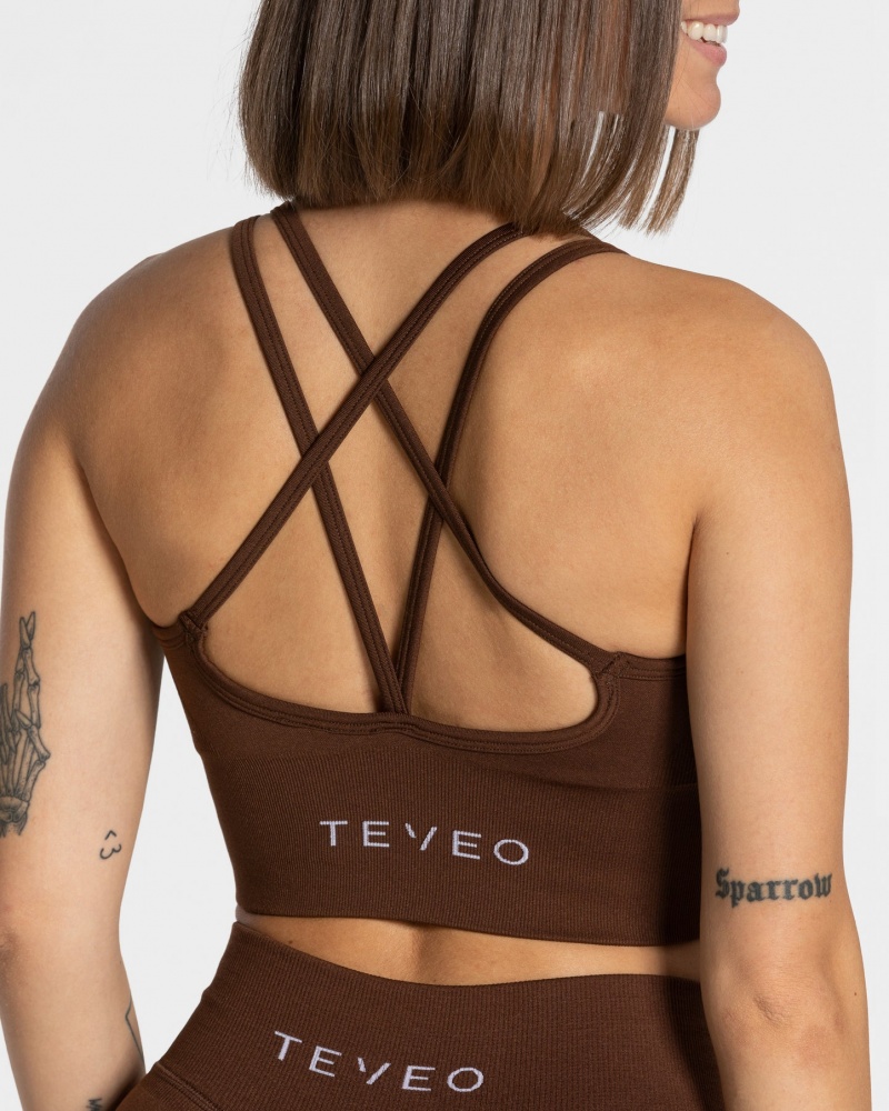 Coffee Teveo Statement Women's Sports Bra | UK-UBRA94028