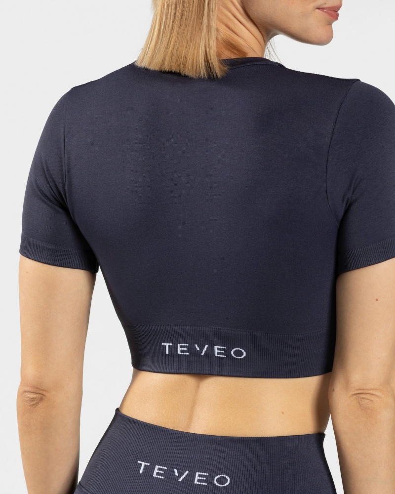 Dark Blue Teveo Sensation Crop Women's Tops | UK-VPKX60249