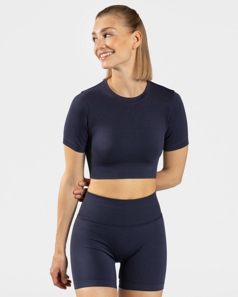 Dark Blue Teveo Sensation Crop Women\'s Tops | UK-VPKX60249