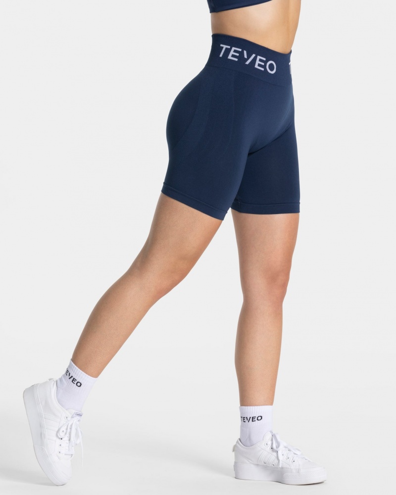 Dark Blue Teveo Signature Scrunch Women's Shorts | UK-QUTI89215