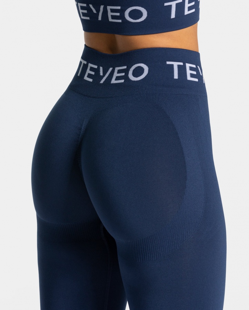 Dark Blue Teveo Signature Scrunch Women's Leggings | UK-CZGO41987