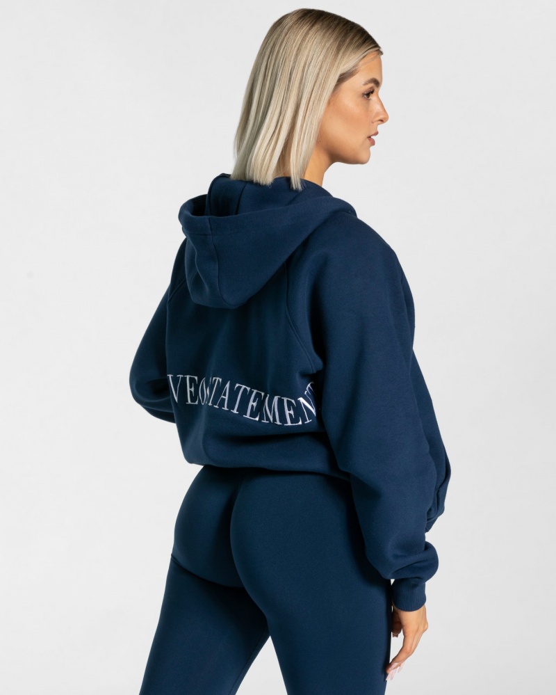 Dark Blue Teveo Statement Oversized Women's Jacket | UK-ZFDP37180