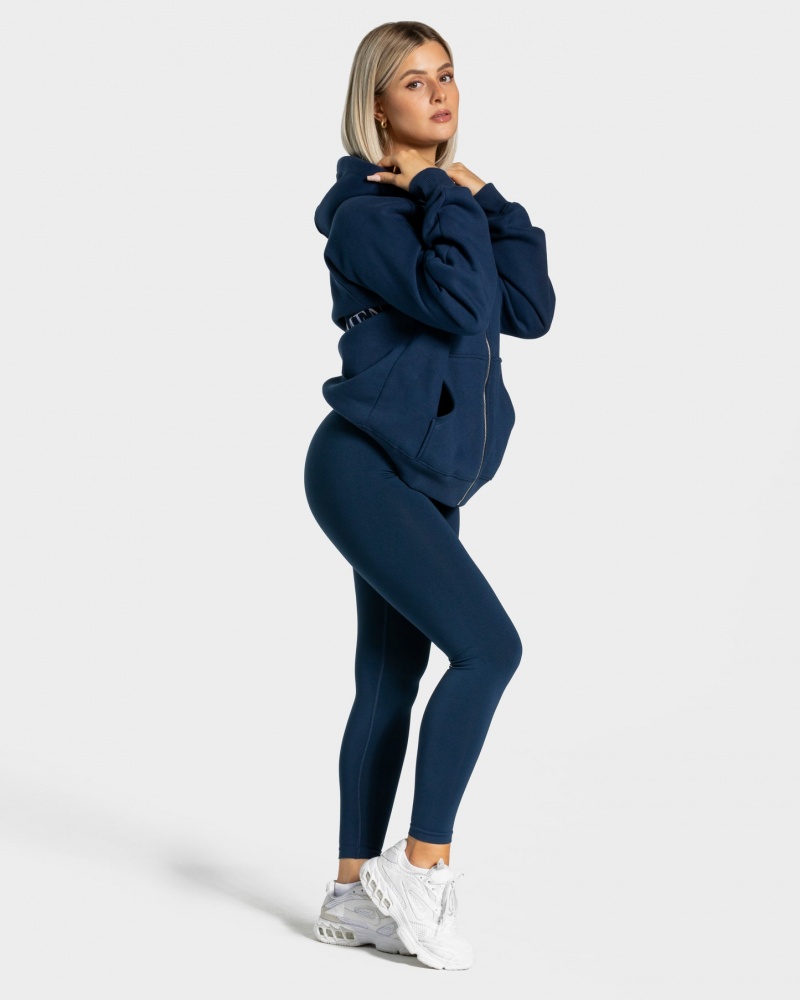 Dark Blue Teveo Statement Oversized Women's Jacket | UK-ZFDP37180