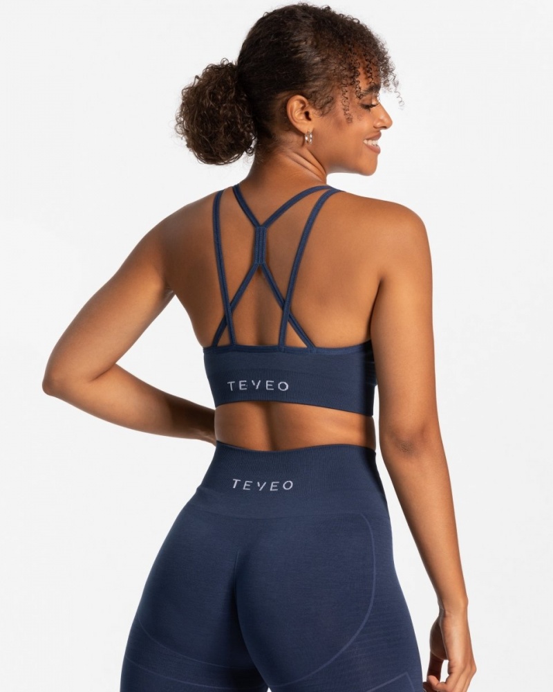 Dark Blue Teveo True Women's Sports Bra | UK-GMBR93701