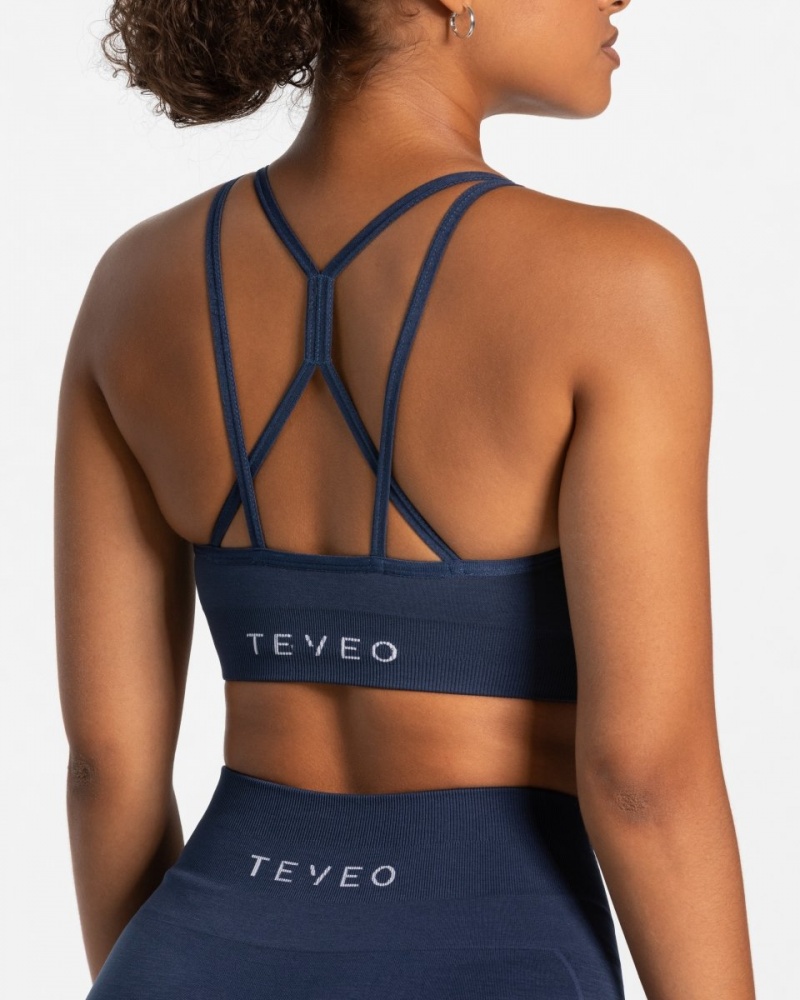 Dark Blue Teveo True Women's Sports Bra | UK-GMBR93701