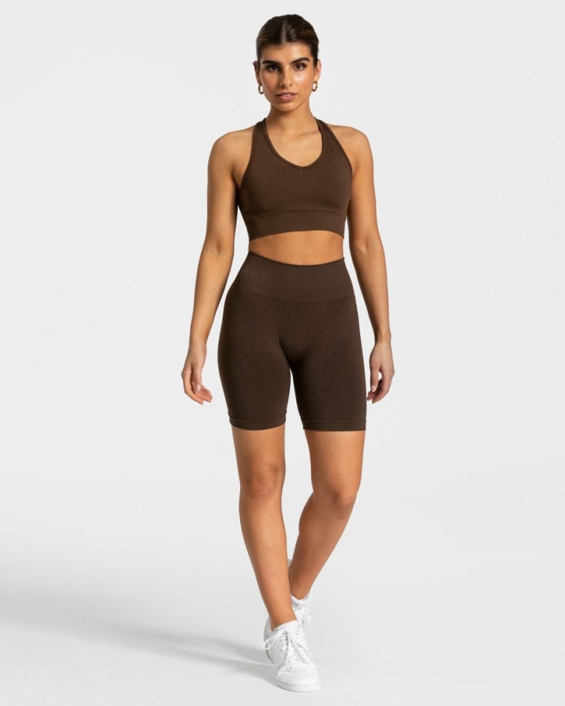 Dark Brown Teveo Classy Women's Shorts | UK-IPML64073