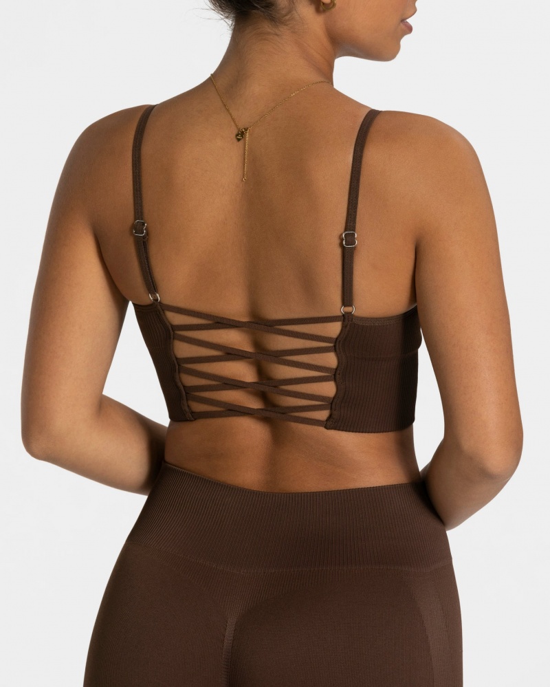 Dark Brown Teveo Elegant Cross Women's Tops | UK-PELG43850