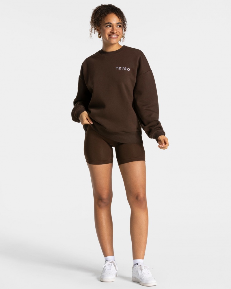 Dark Brown Teveo Signature Oversized Women's Sweaters | UK-RCIM34709