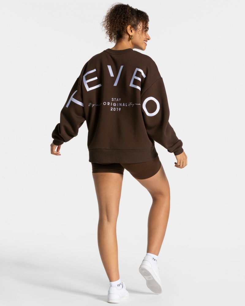 Dark Brown Teveo Signature Oversized Women's Sweaters | UK-RCIM34709