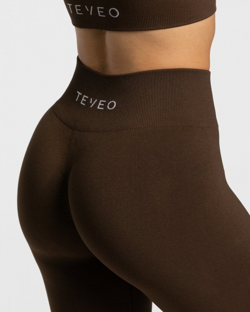 Dark Brown Teveo Timeless Scrunch Women's Leggings | UK-ULBW17428