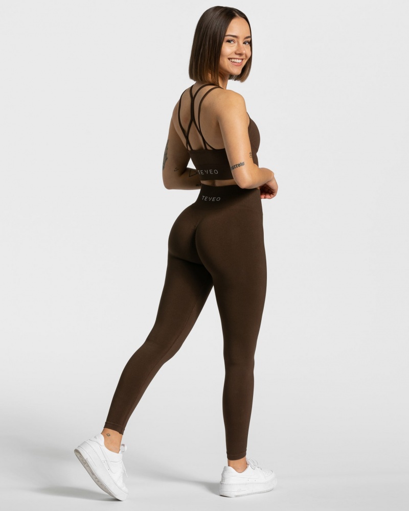 Dark Brown Teveo Timeless Scrunch Women's Leggings | UK-ULBW17428