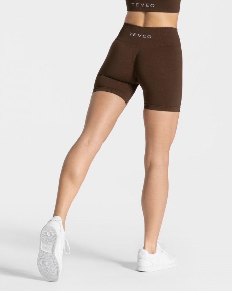 Dark Brown Teveo Timeless Scrunch Women's Shorts | UK-OAMV20641