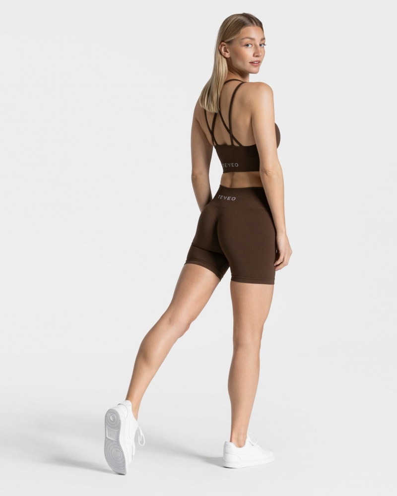 Dark Brown Teveo Timeless Scrunch Women's Shorts | UK-OAMV20641