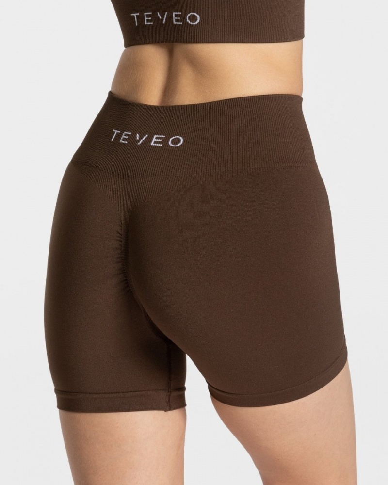 Dark Brown Teveo Timeless Scrunch Women's Shorts | UK-OAMV20641