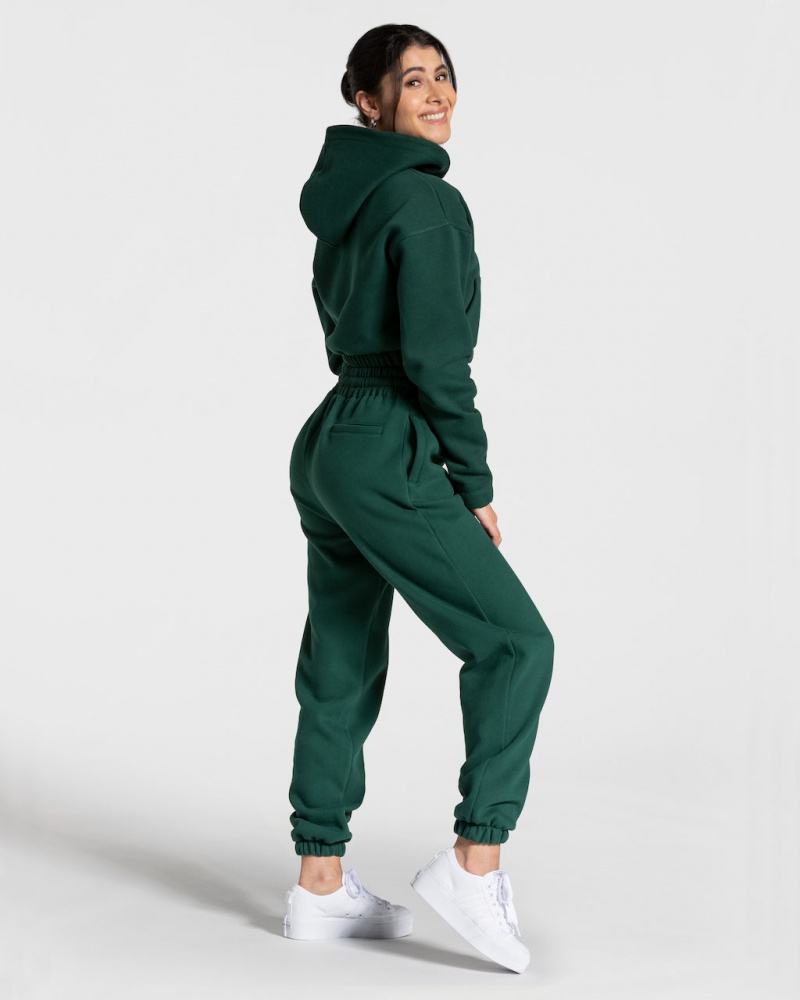 Dark Green Teveo College Zip Women's Hoodie | UK-PCZK98607