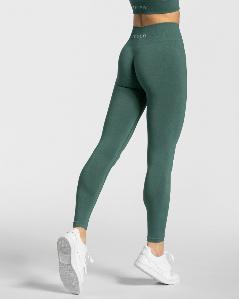 Dark Green Teveo Timeless Scrunch Women's Leggings | UK-QGAH56134