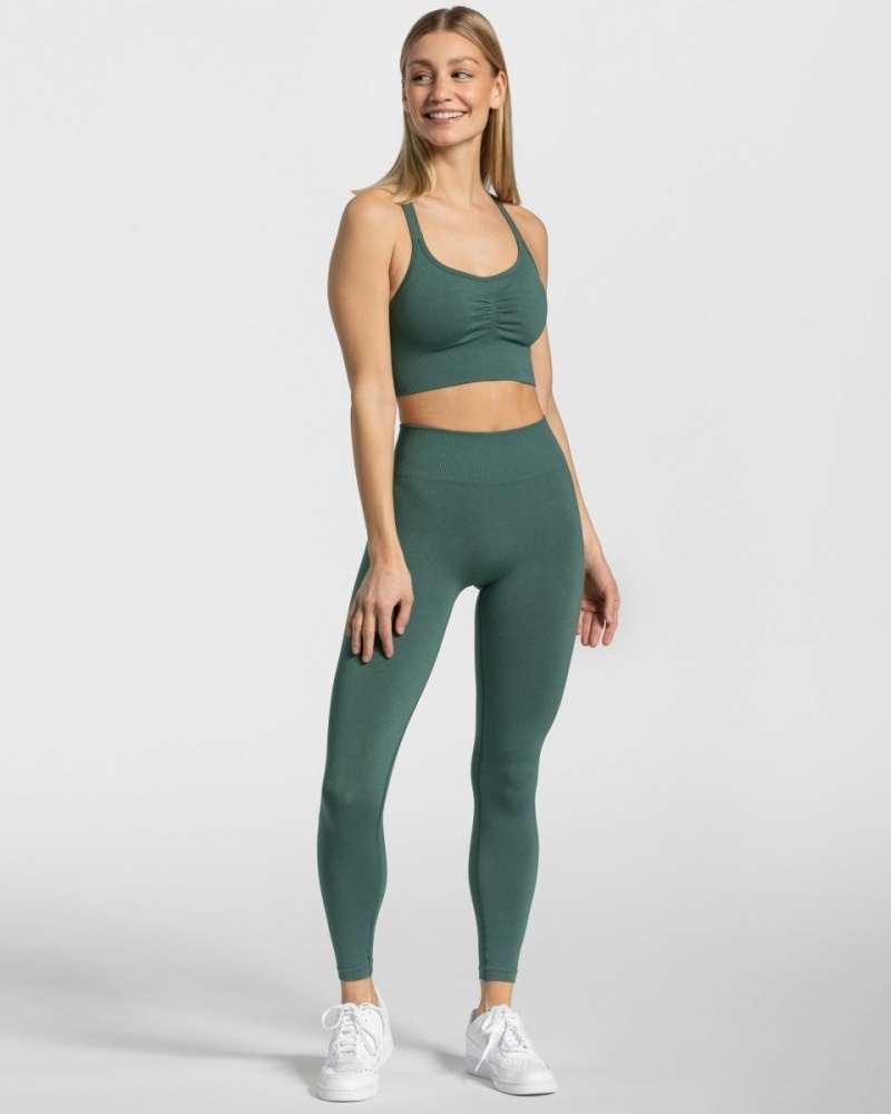 Dark Green Teveo Timeless Scrunch Women's Leggings | UK-QGAH56134