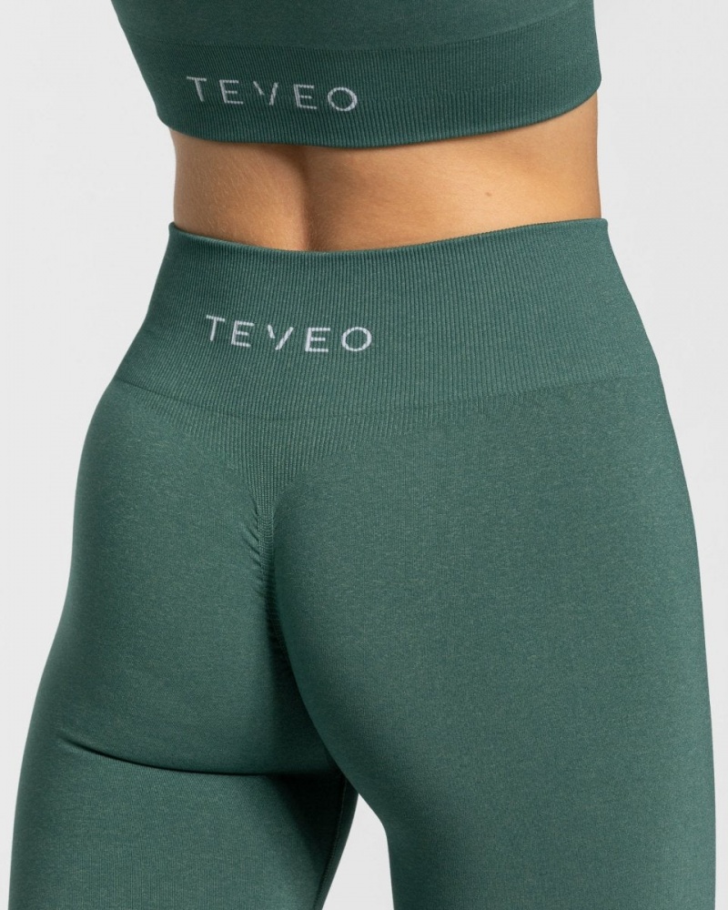 Dark Green Teveo Timeless Scrunch Women's Leggings | UK-QGAH56134