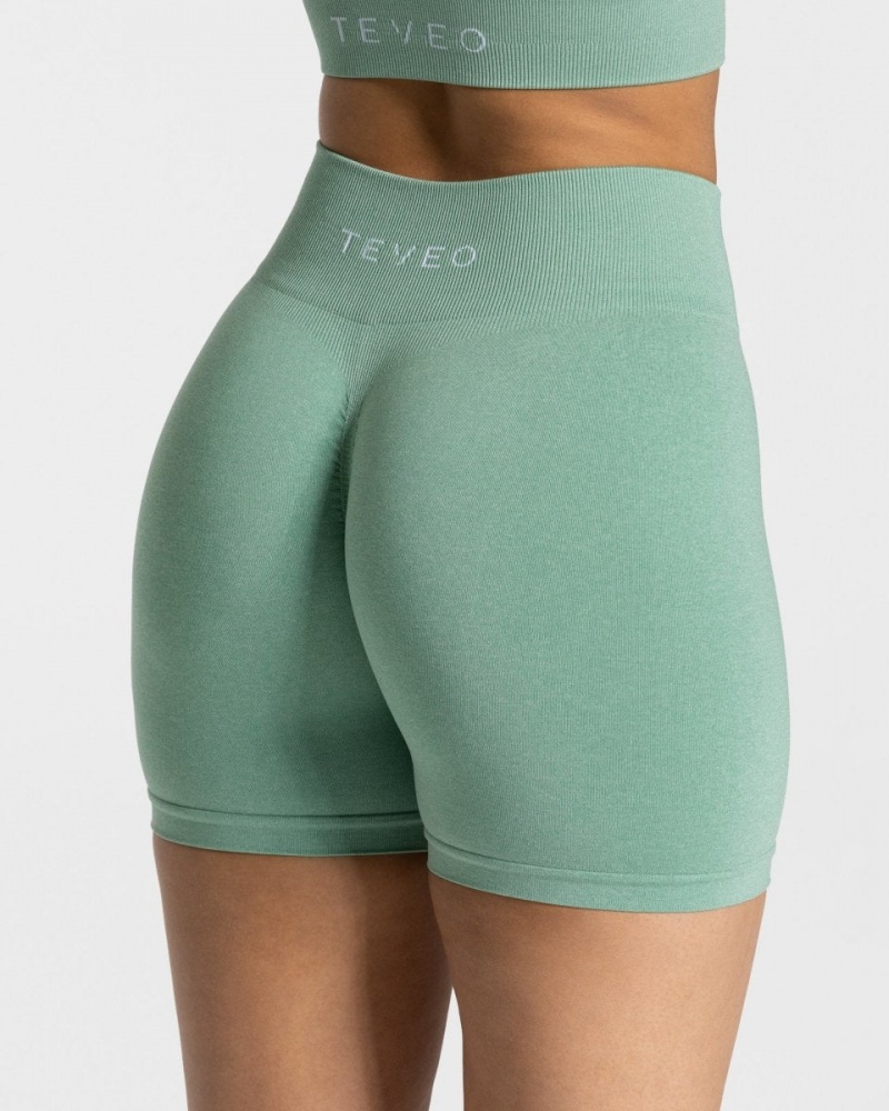 Dark Green Teveo Timeless Scrunch Women's Shorts | UK-YLTV61704