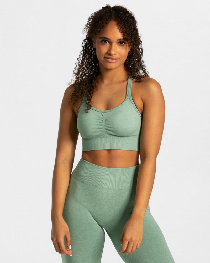 Dark Green Teveo Timeless Scrunch Women\'s Sports Bra | UK-MUXQ60527