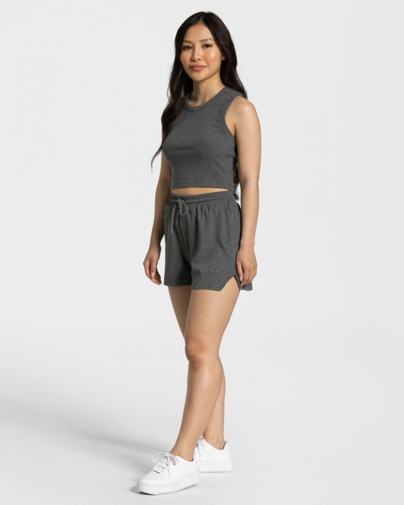 Dark Grey Teveo Lounge Crop Women's Tops | UK-YMIL62530