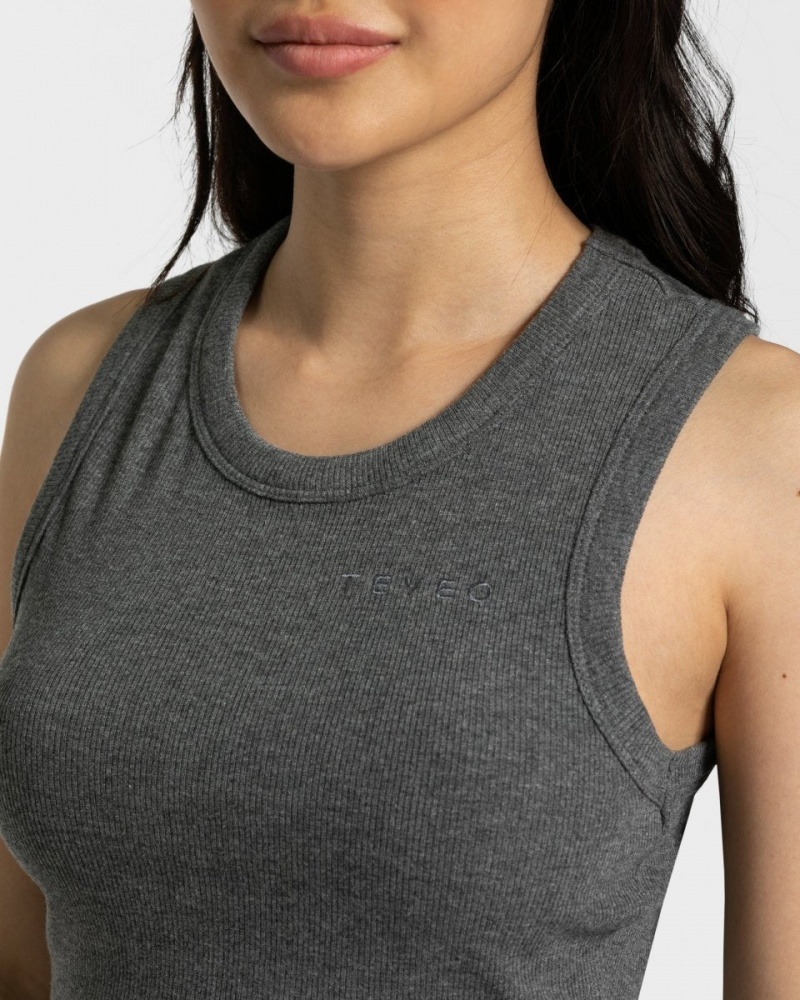 Dark Grey Teveo Lounge Crop Women's Tops | UK-YMIL62530