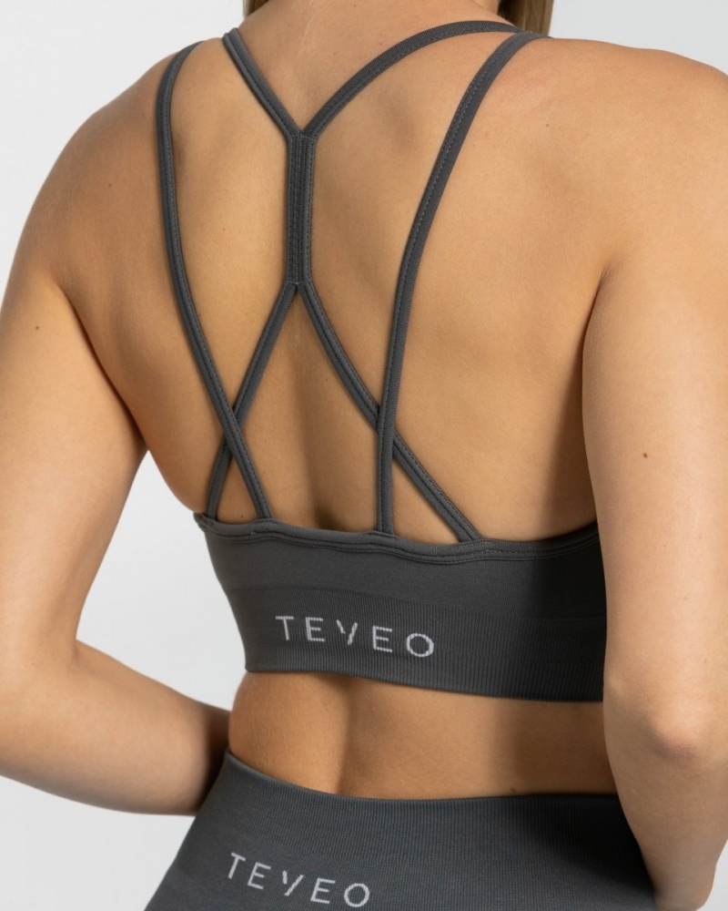 Dark Grey Teveo True Women's Sports Bra | UK-OSRU70869