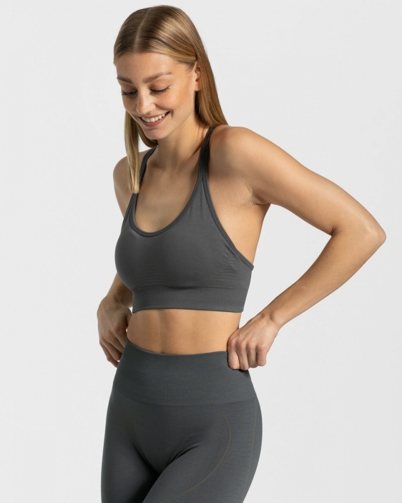 Dark Grey Teveo True Women\'s Sports Bra | UK-OSRU70869