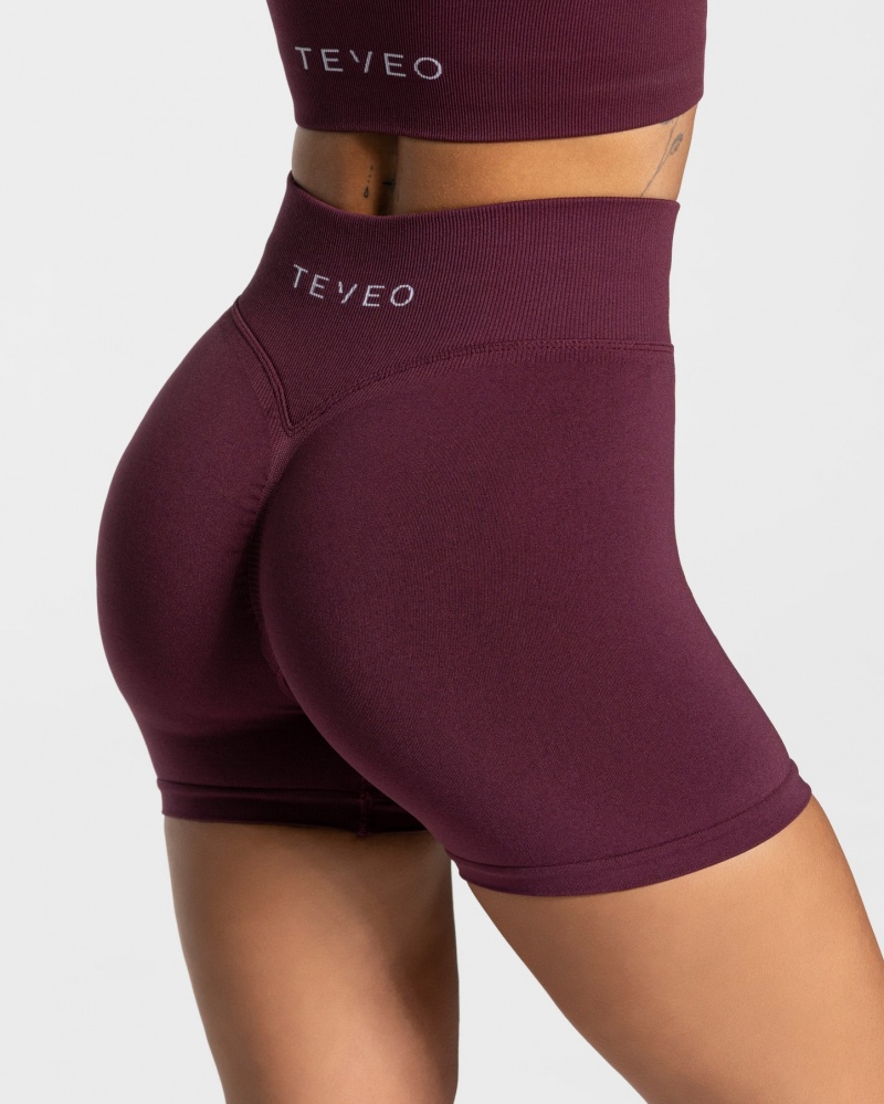 Dark Purple Teveo Statement Scrunch Women's Shorts | UK-COQF48309