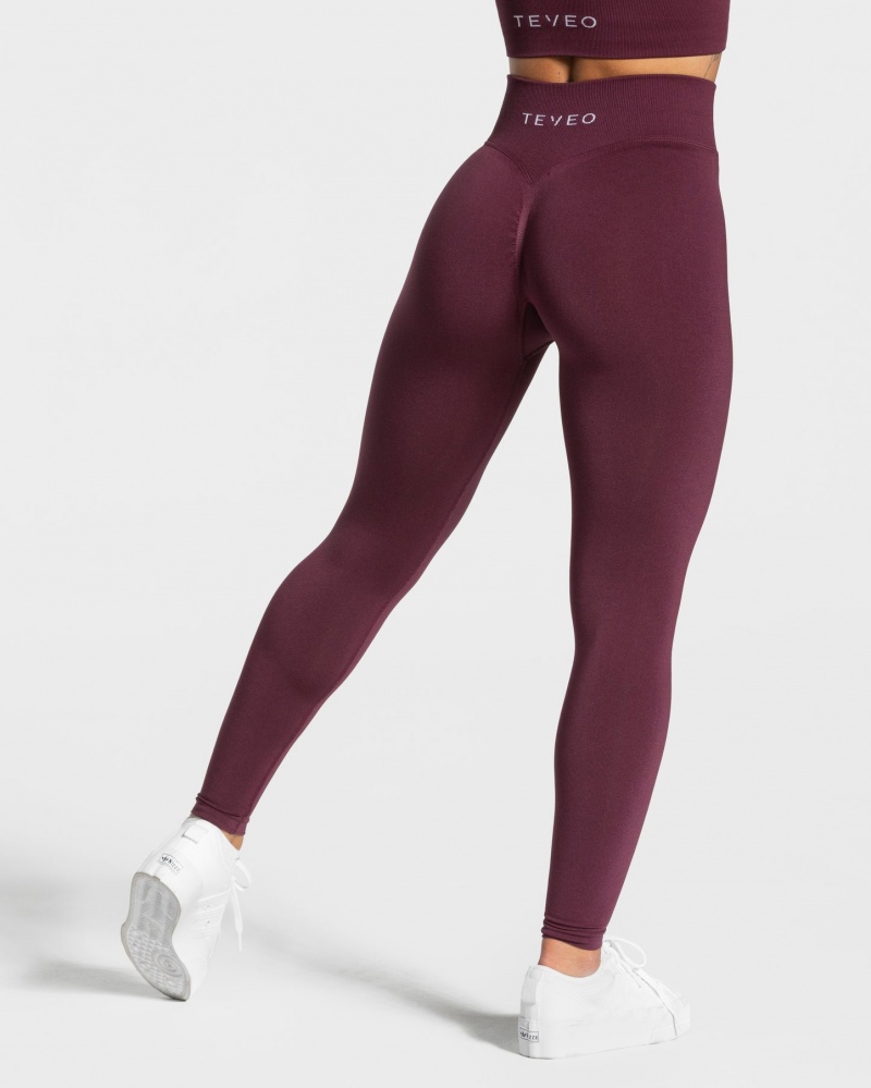 Dark Purple Teveo Statement Scrunch Women's Leggings | UK-HECI96105