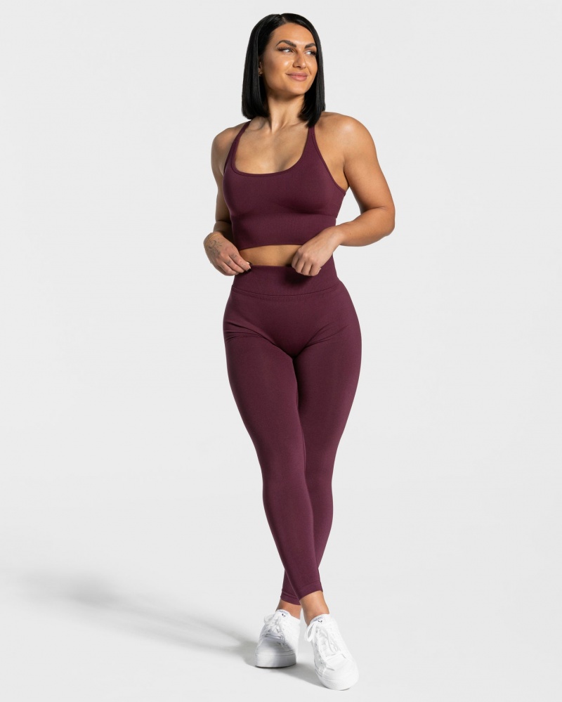 Dark Purple Teveo Statement Scrunch Women's Leggings | UK-HECI96105