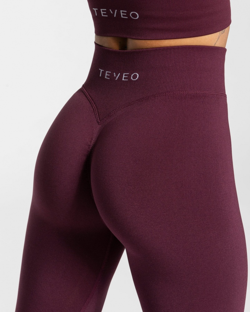 Dark Purple Teveo Statement Scrunch Women's Leggings | UK-HECI96105