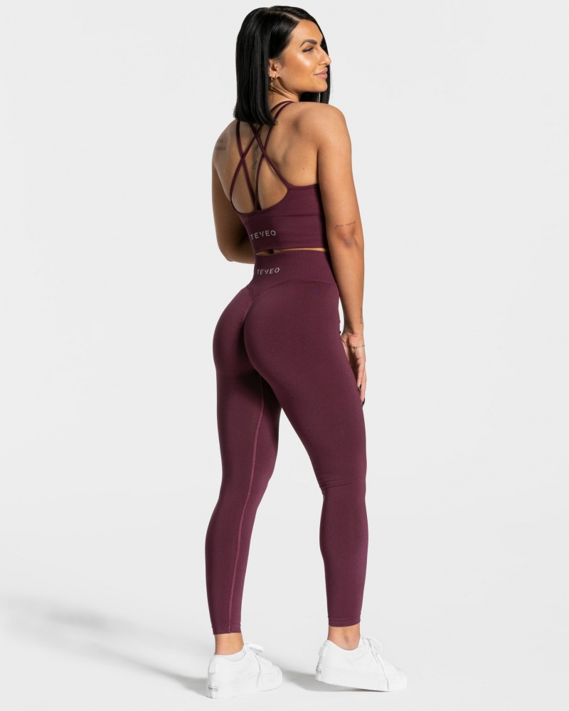 Dark Purple Teveo Statement Scrunch Women's Leggings | UK-HECI96105