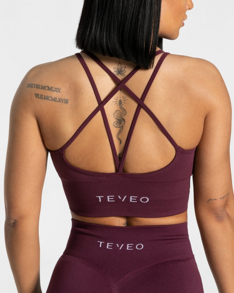 Dark Purple Teveo Statement Women's Sports Bra | UK-TONC72450