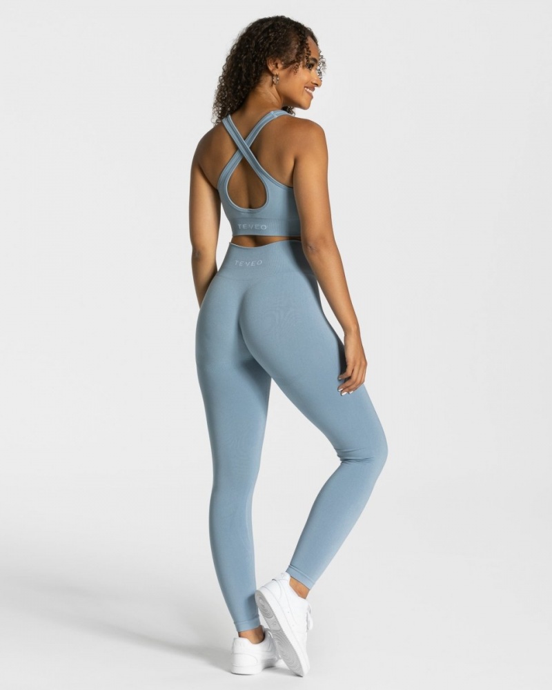 Grey Blue Teveo Classy Women's Leggings | UK-CIVM68754