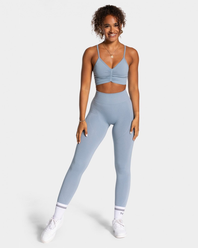 Grey Blue Teveo Focus Scrunch Women's Leggings | UK-XDWK97201