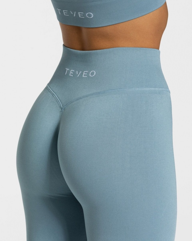 Grey Blue Teveo Sensation Women's Leggings | UK-XYFQ76840